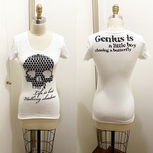 CRYX Cotton Rhinestone Skull T Shirt White Black S
